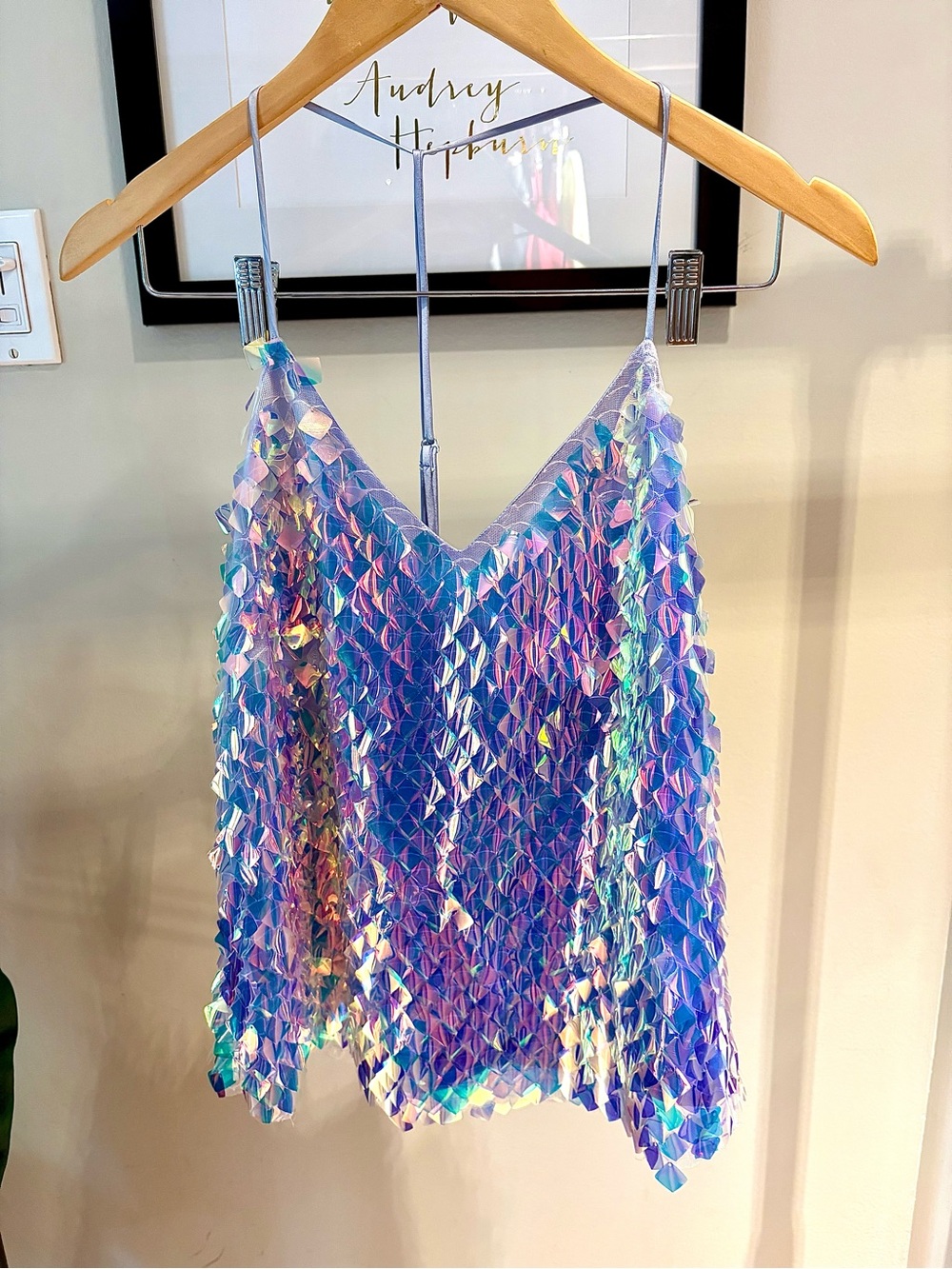 NWT Willow & Clay Iridescent Sequin Cami Tank Top - Size XS